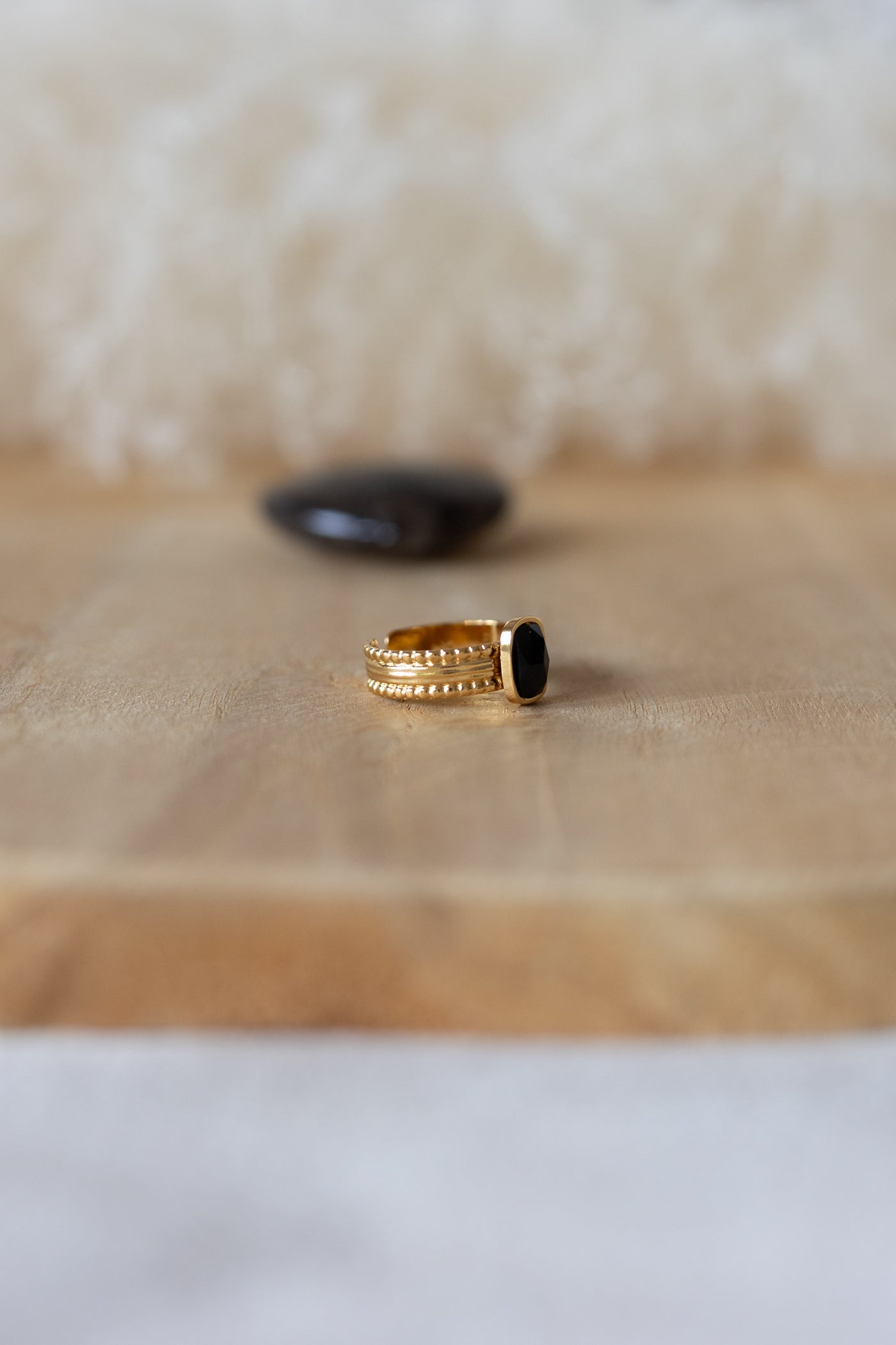 Bague en acier inoxydable et pierre d'Onyx