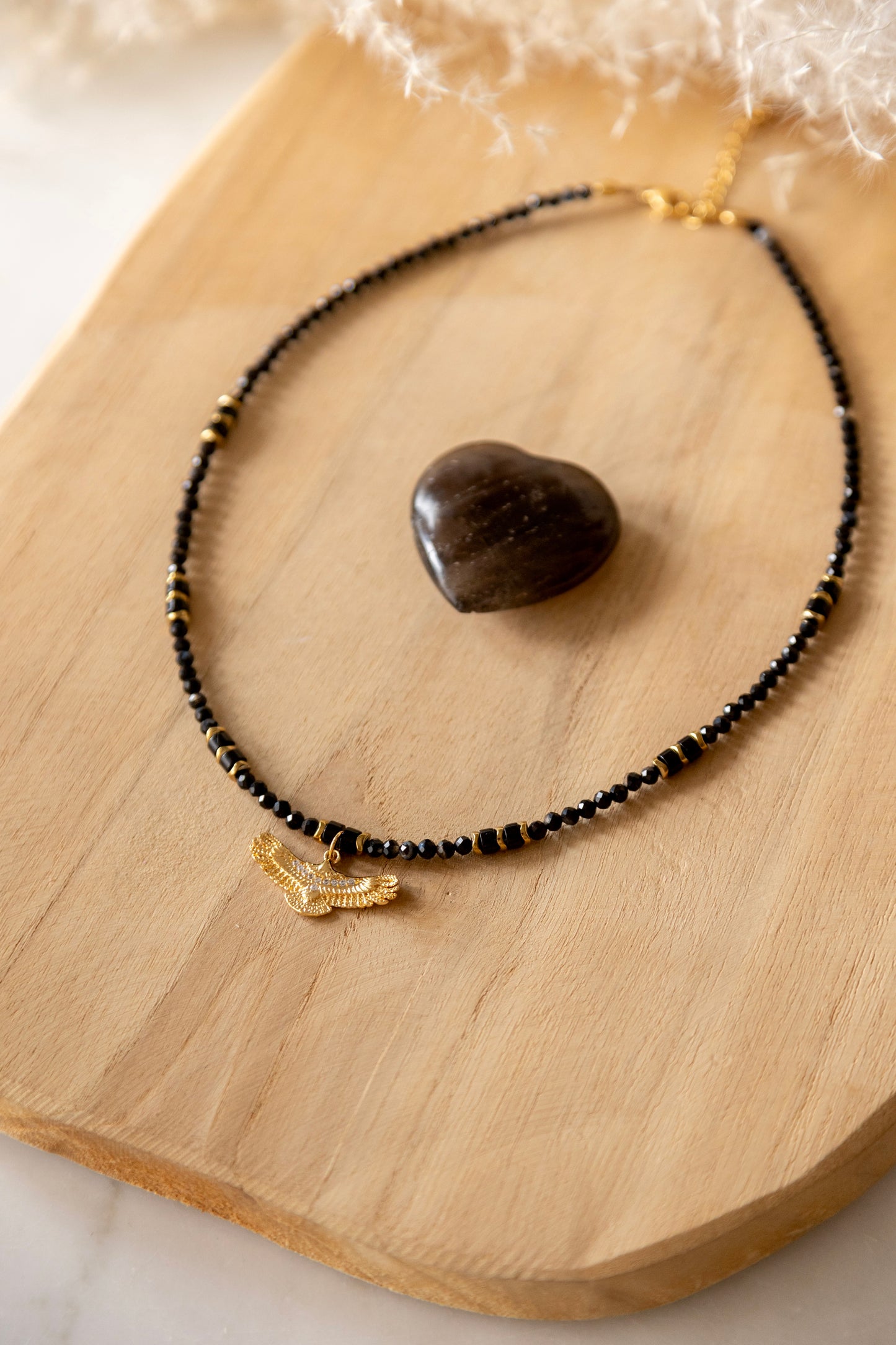 collier Aguila pierre onyx noir