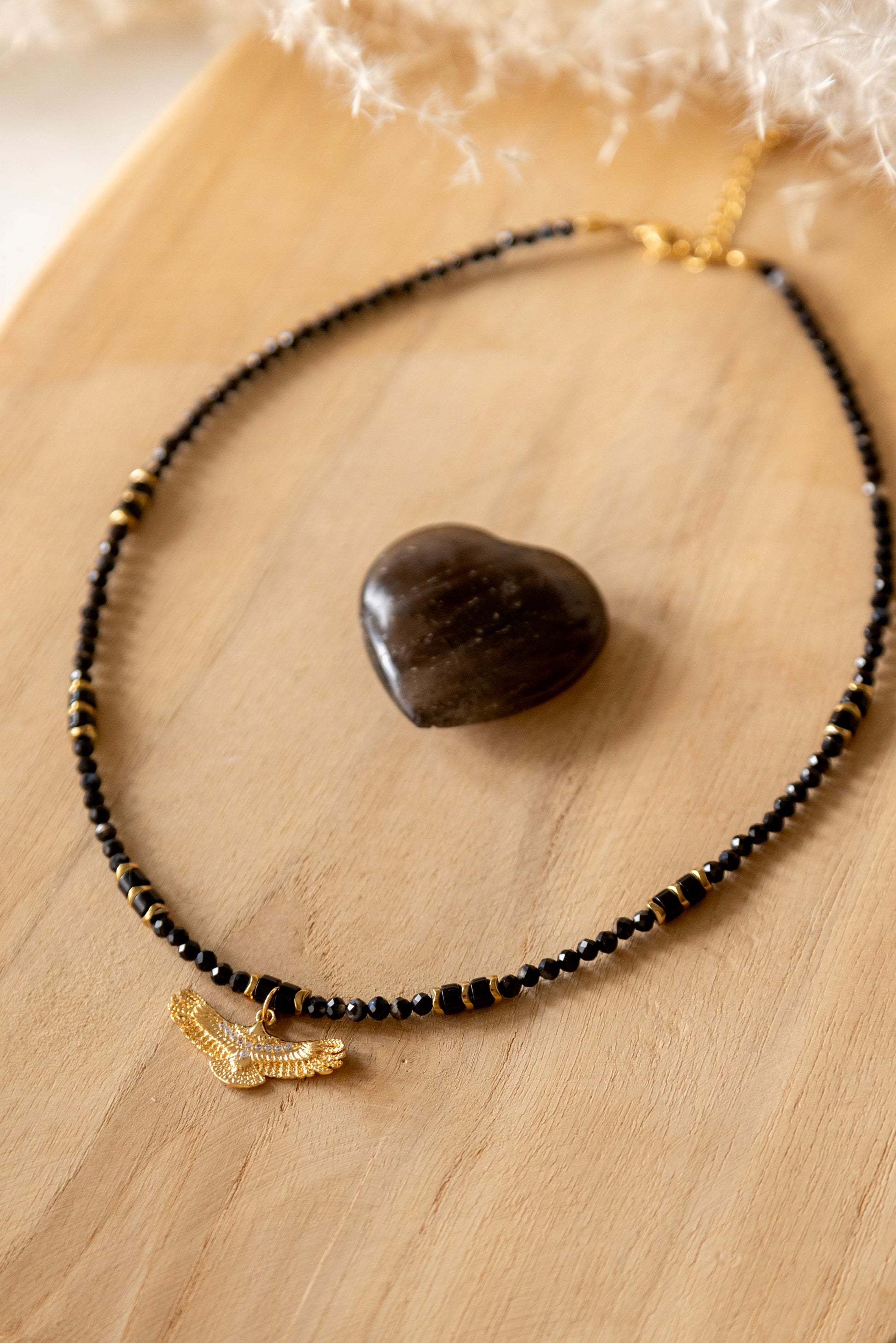 collier Aguila pierre onyx noir