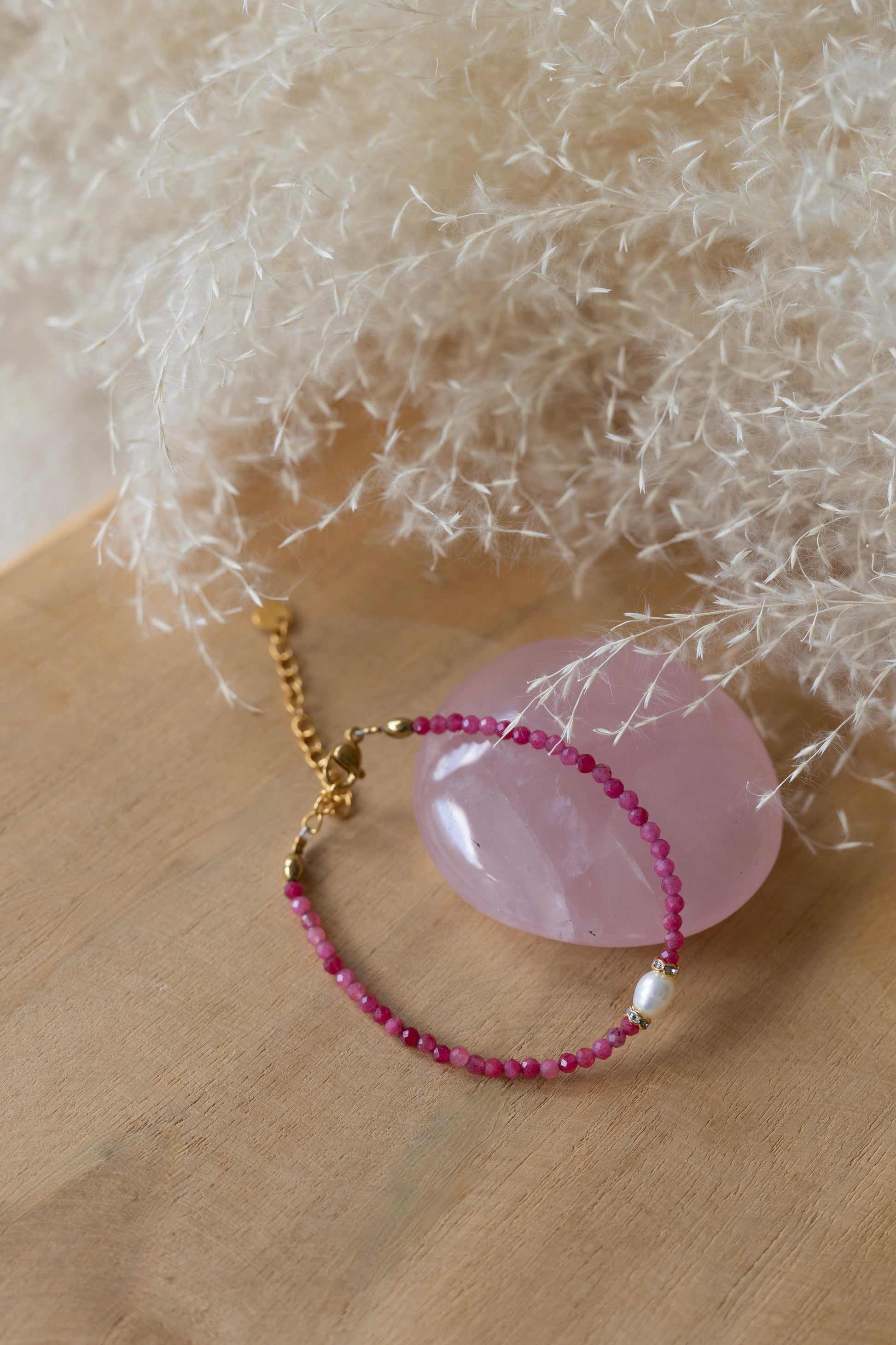bracelet Anémone calcédoine rose