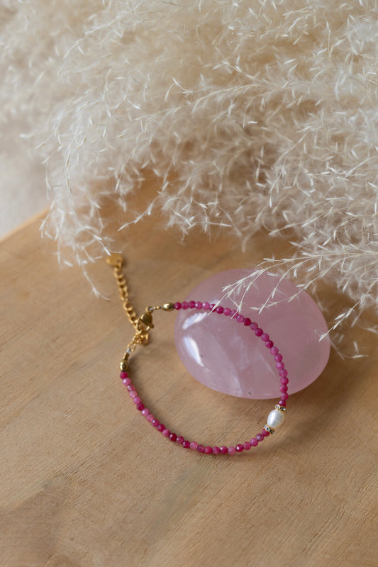bracelet Anémone calcédoine rose