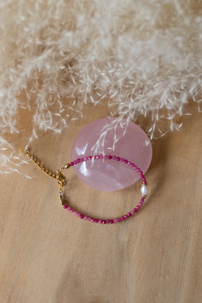 bracelet Anémone calcédoine rose