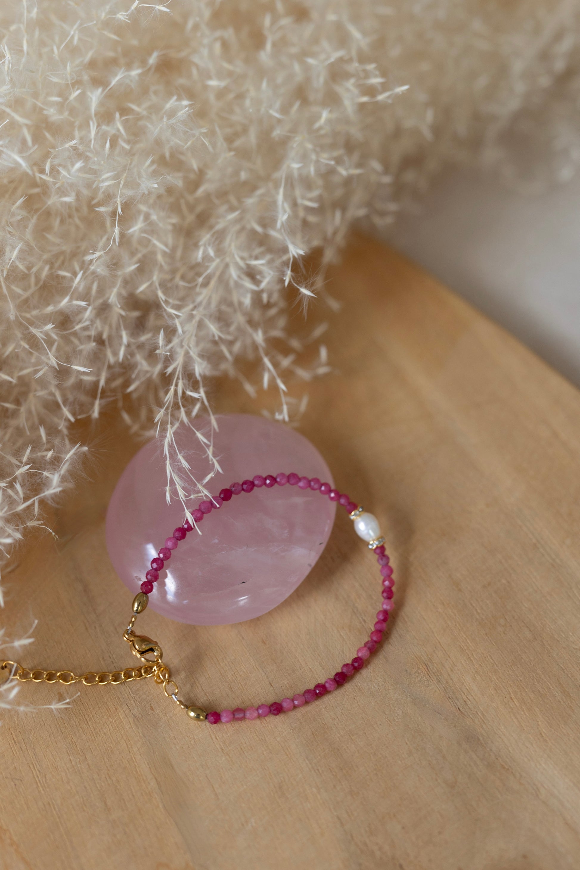 bracelet Anémone calcédoine rose