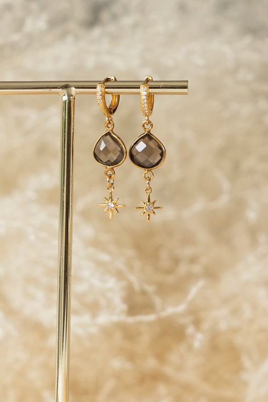 Boucles d'oreilles Tessa quartz fumé