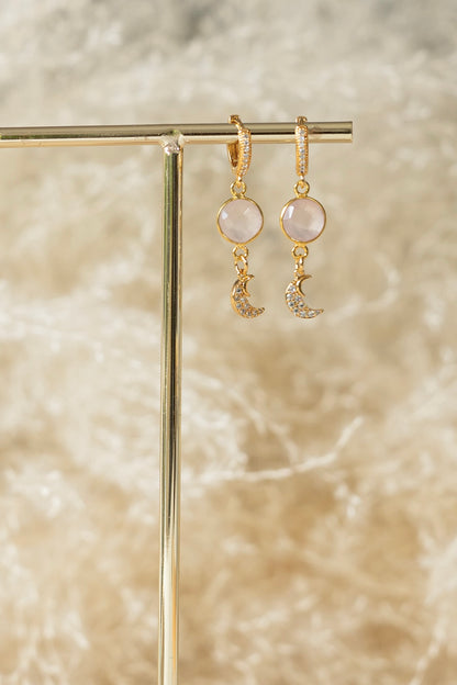 Boucles d'oreilles Luna quartz rose