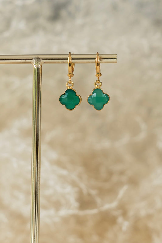 Boucles d'oreilles Chance agate verte