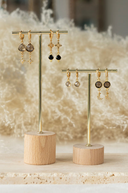 Boucles d'oreilles Stella quartz fumé
