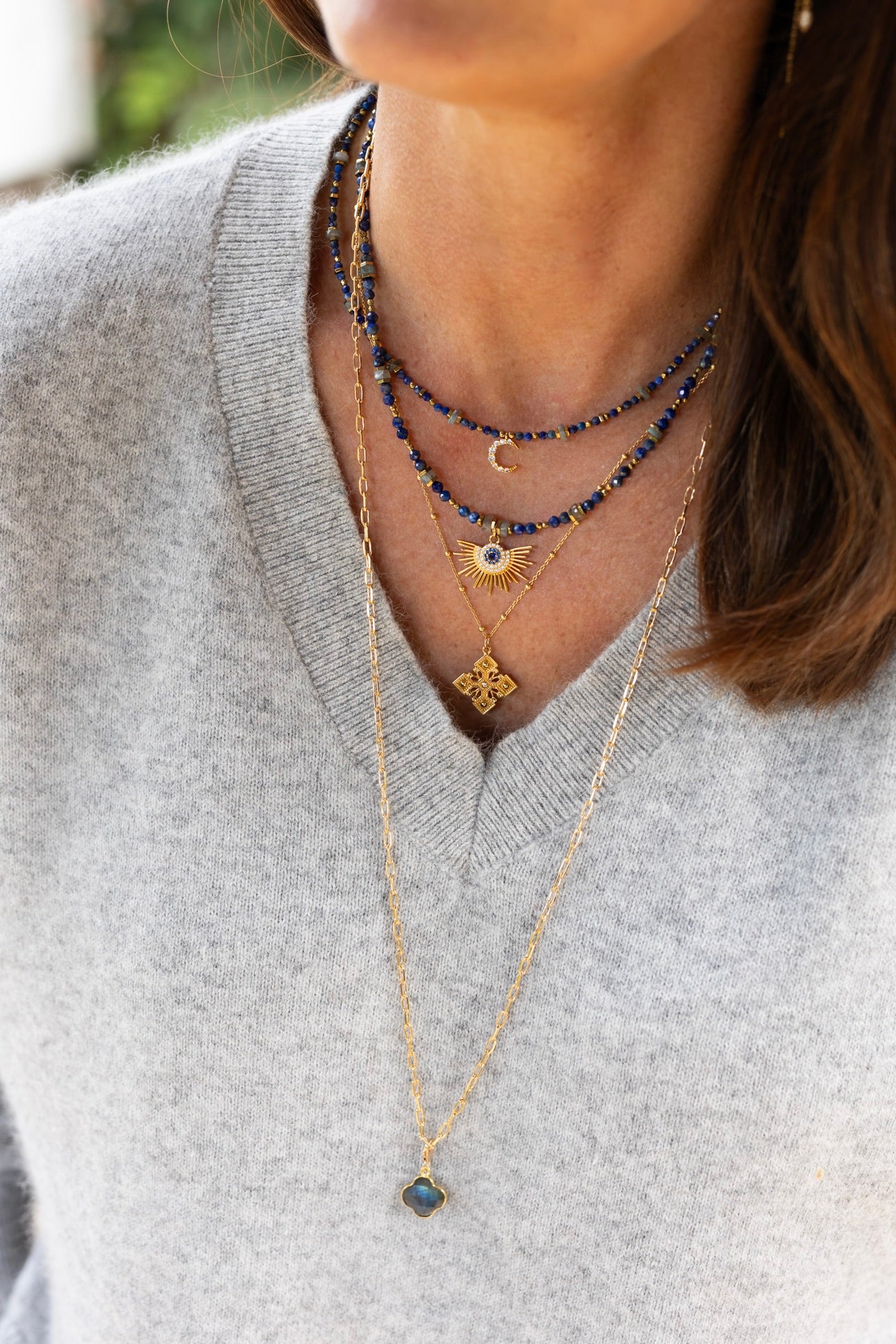 Collier Luna et Zénia Lapis-Lazuli labradorite