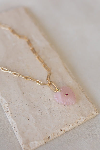 Pendentif Coeur quartz rose