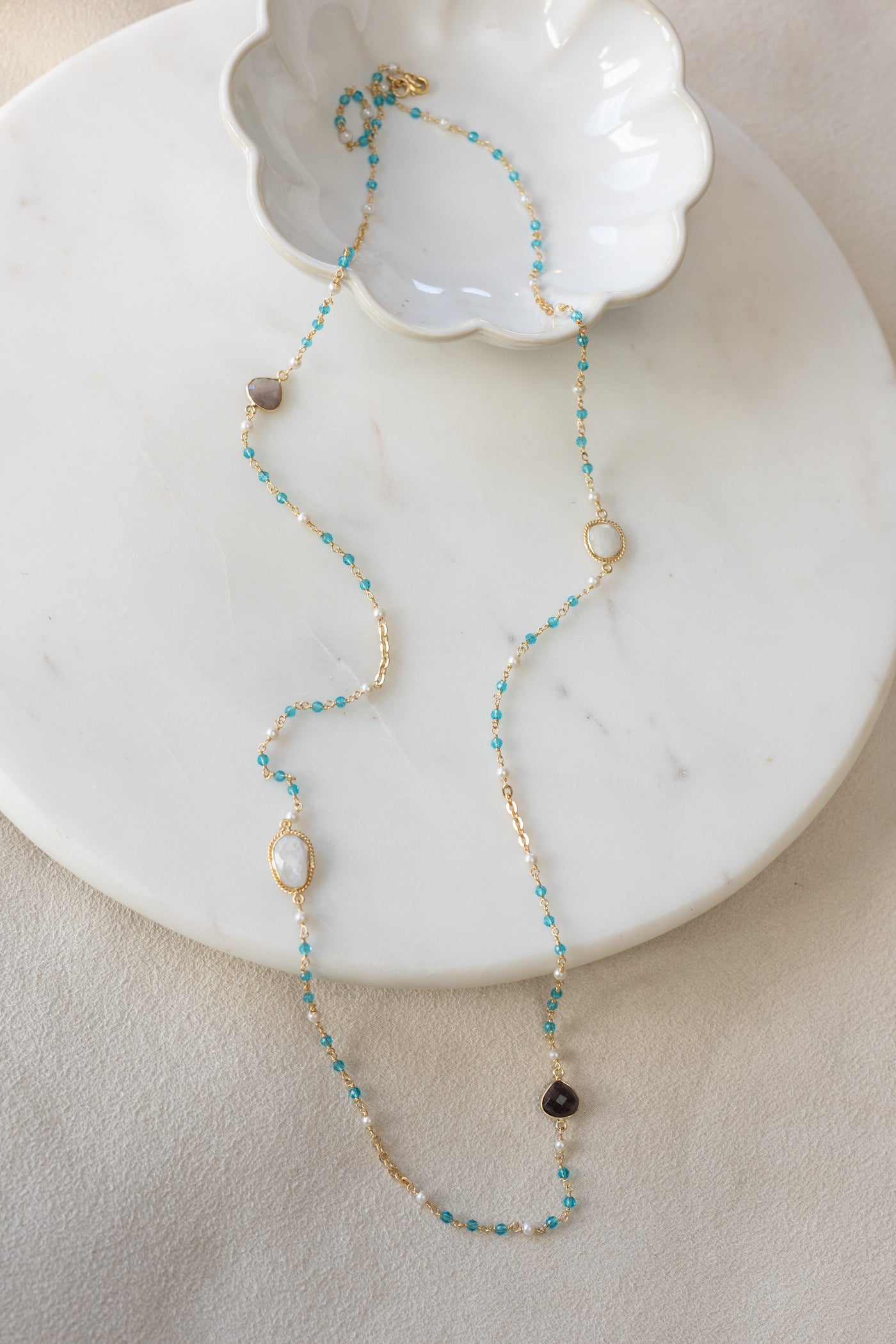 Sautoir Lina bleu apatite