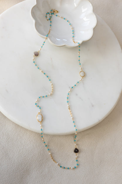 Sautoir Lina bleu apatite