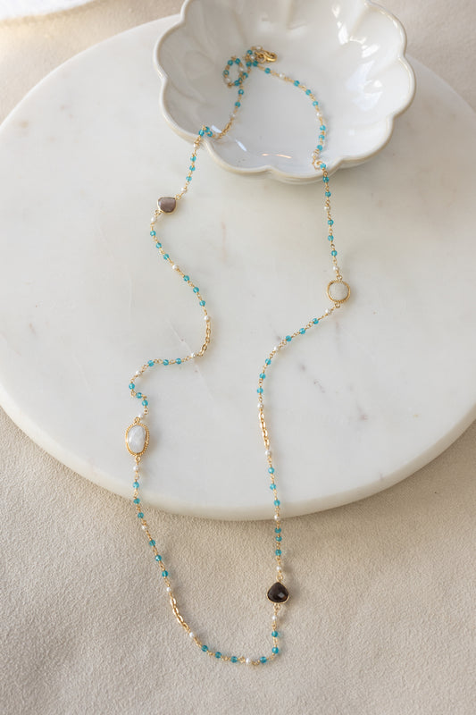 Sautoir Lina bleu apatite