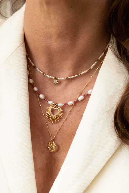 Collier Amore perles d'eau douce et calcédoine