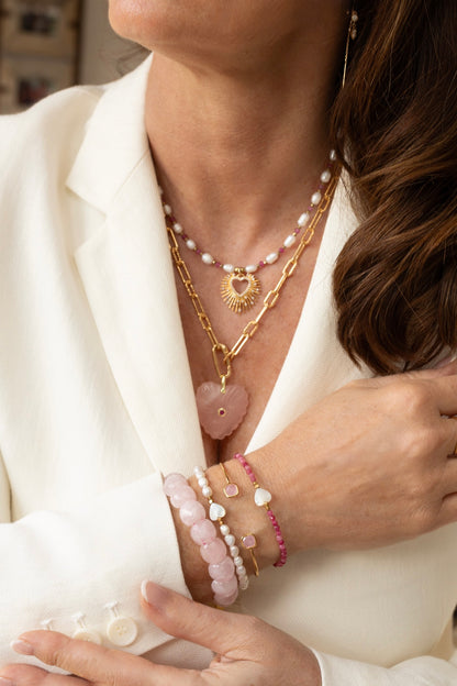 Collier Amore perles d'eau douce et calcédoine