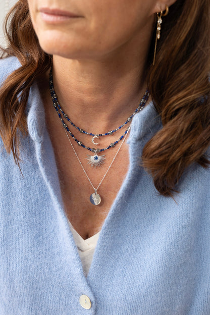 Collier Luna argent lapis-lazuli et labradorite