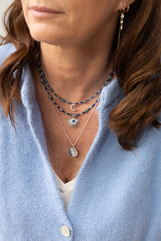 Collier Luna argent lapis-lazuli et labradorite