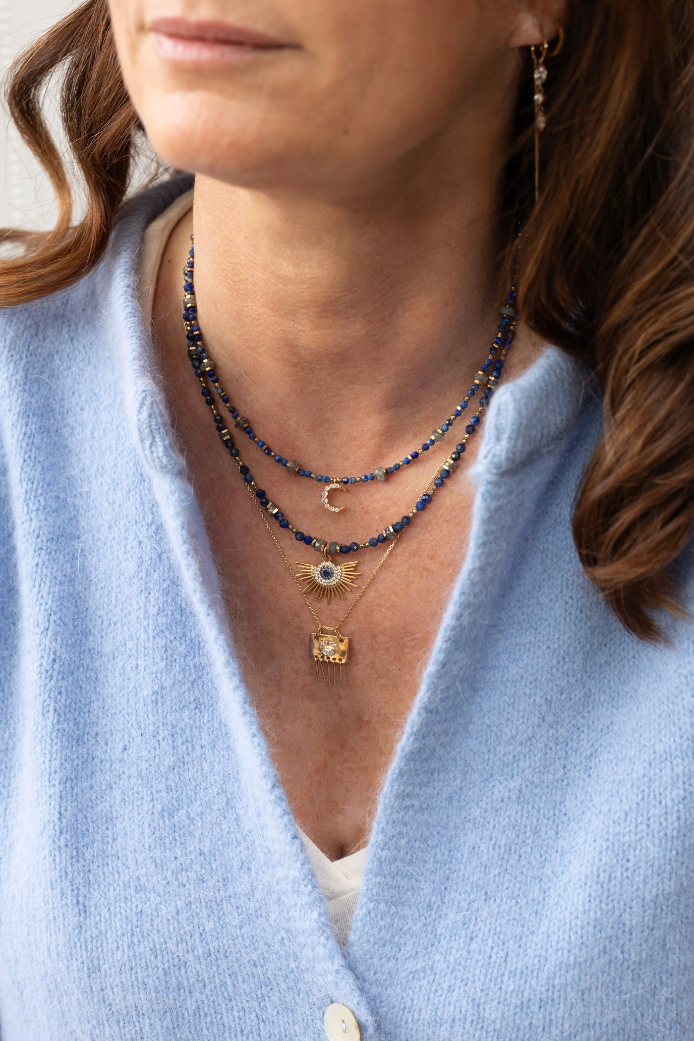 Collier s luna et Zénia Lapis-Lazuli or