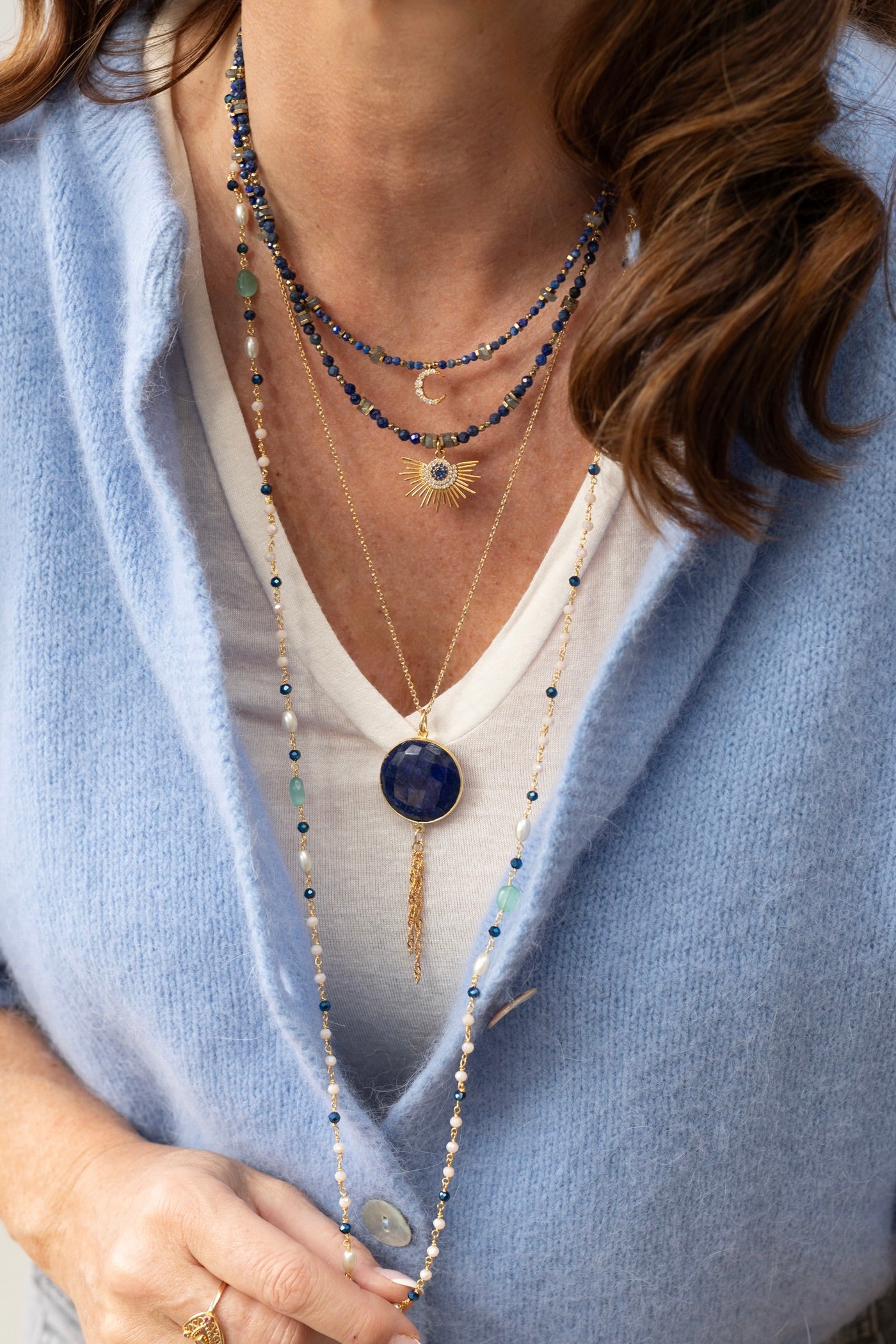 Collier Sélène pierre bleu de Lapis-lazuli