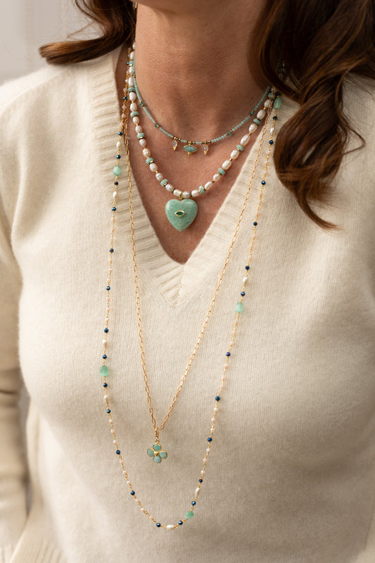 Sautoir Béa bleu aventurine collier Noor amazonite