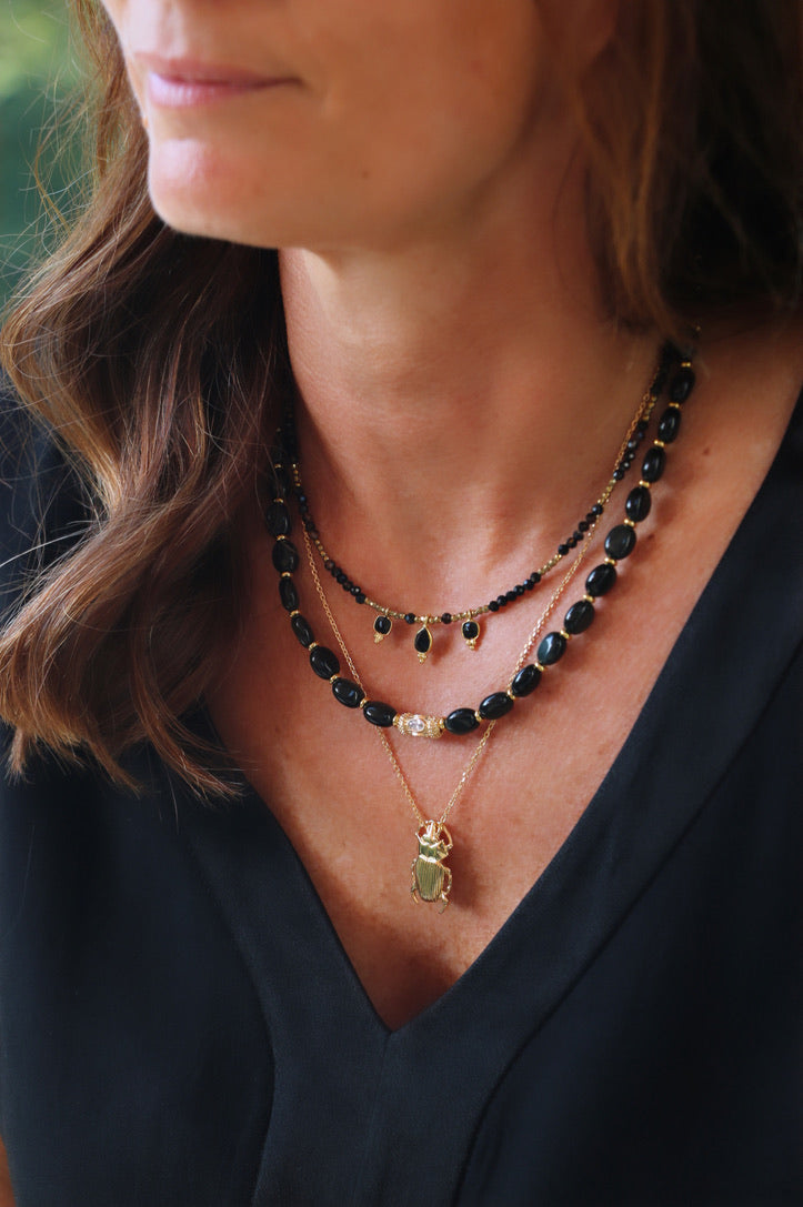 Collier Sacha onyx et agate noire