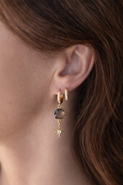 Boucles d'oreilles Stella quartz fumé