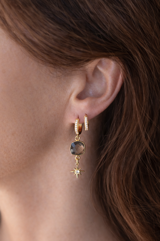 Boucles d'oreilles Stella quartz fumé