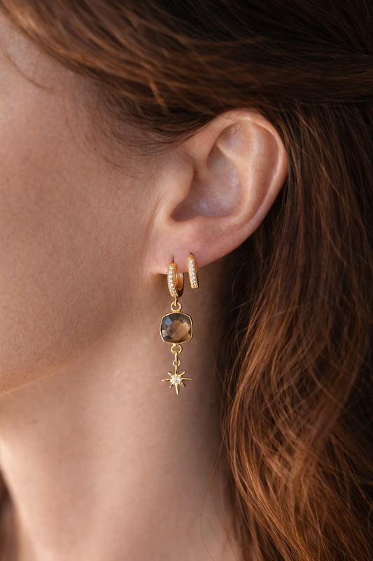 Boucles d'oreilles Stella quartz fumé
