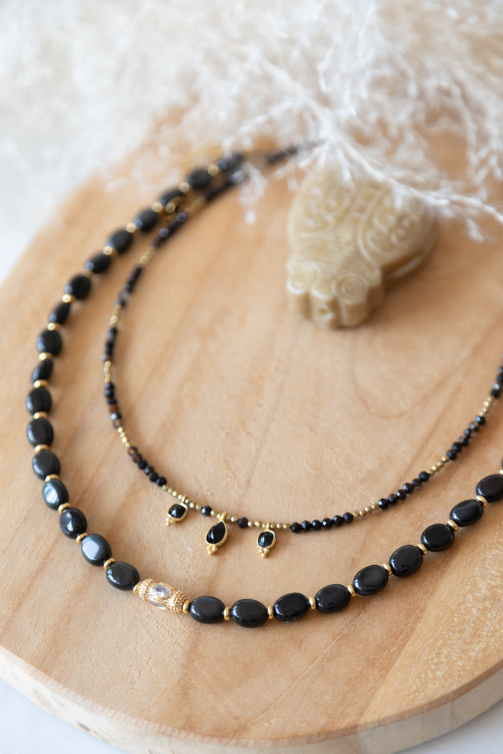 Collier Sacha onyx et agate noire