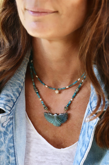 Collier Iro pierre Labradorite Apatite