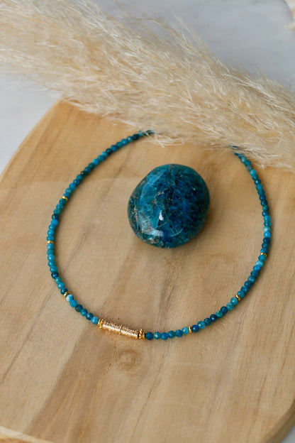 Collier Lina pierre d' Apatite bleu