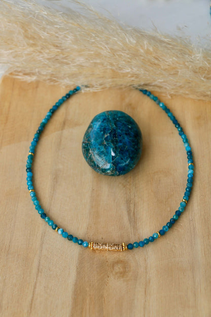 Collier Lina pierre d' Apatite bleu