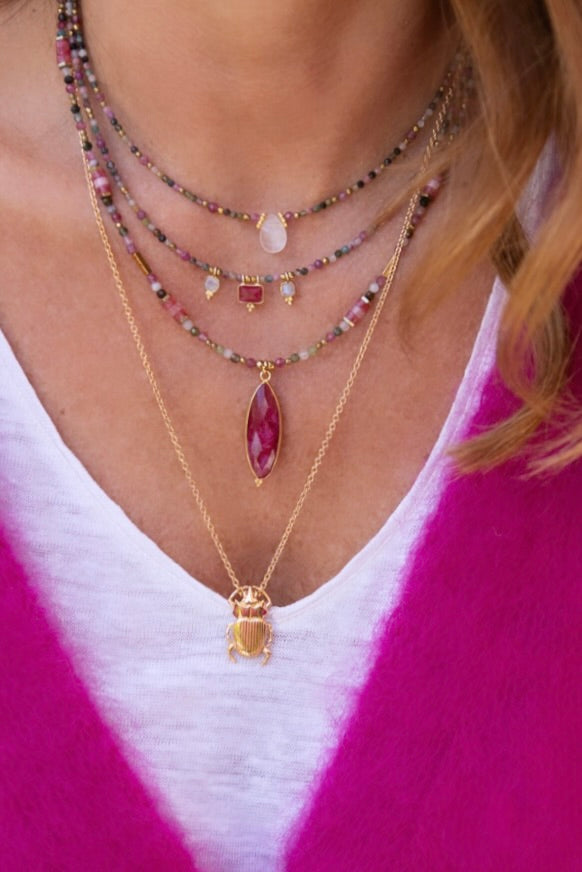 Collier Abby en tourmaline et Rubis