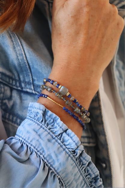 Bracelet Sloane en pierres de Labradorite et Lapis-Lazuli