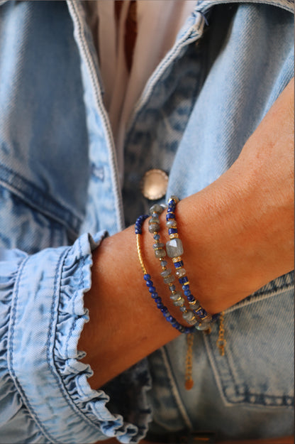 Bracelet Sloane en pierres de Labradorite et Lapis-Lazuli