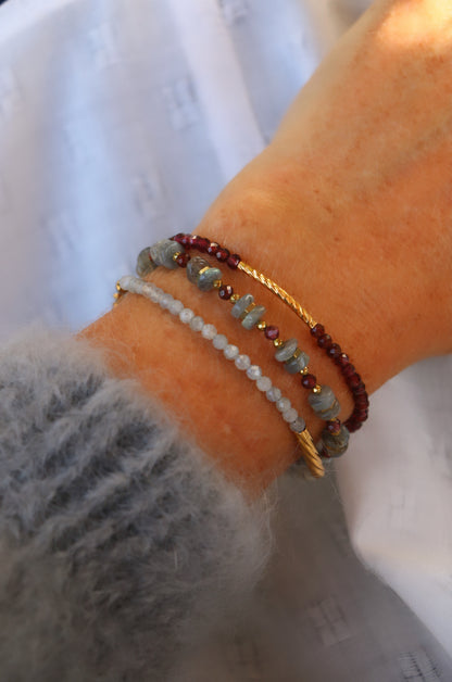 Bracelet Auxane pierre de Labradorite et Grenat