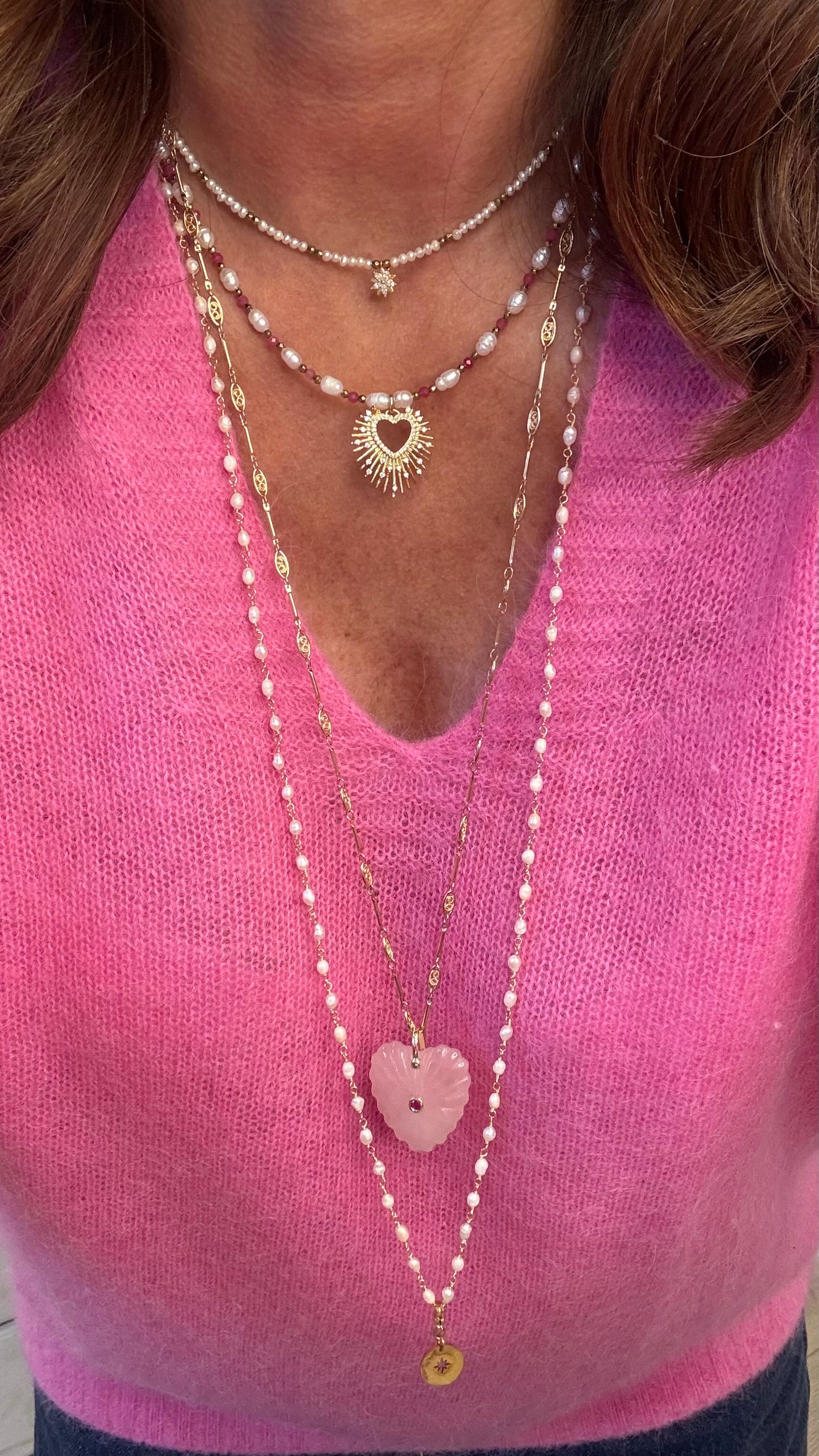 Pendentif Coeur quartz rose