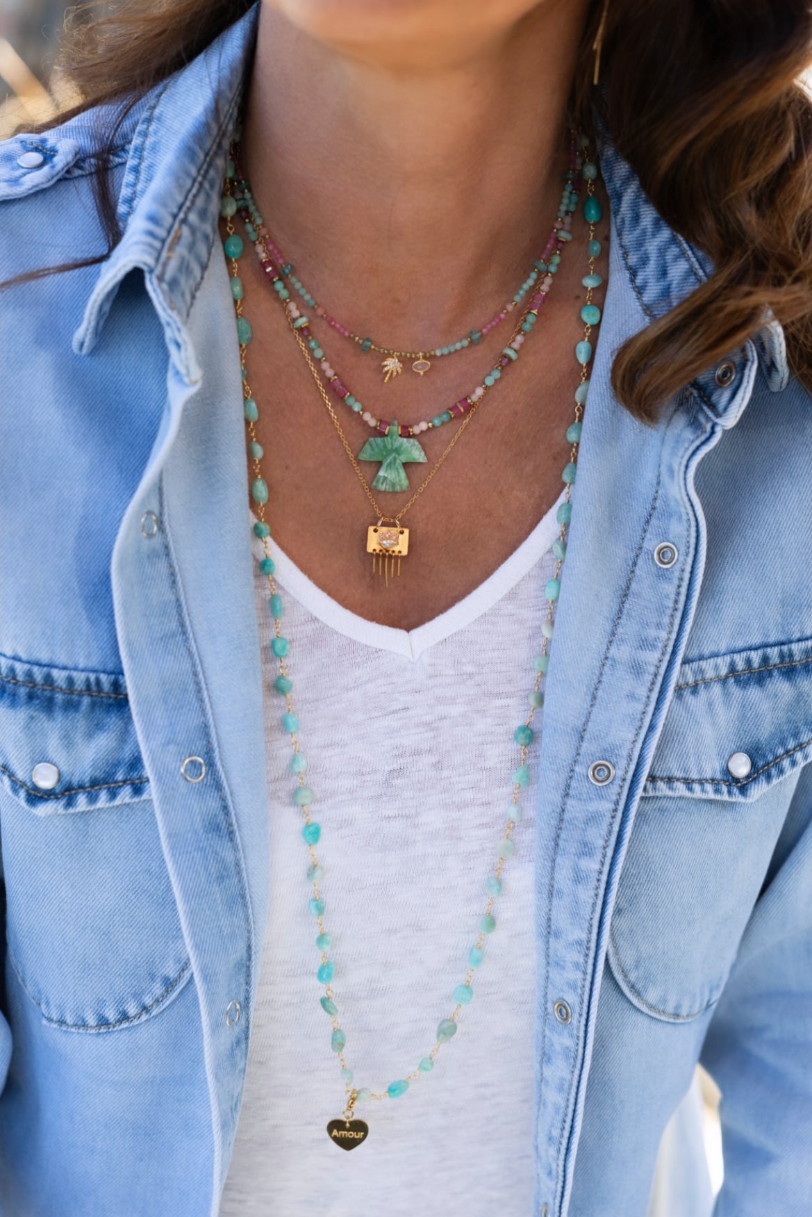 Sautoir Amour en pierres d'Amazonite