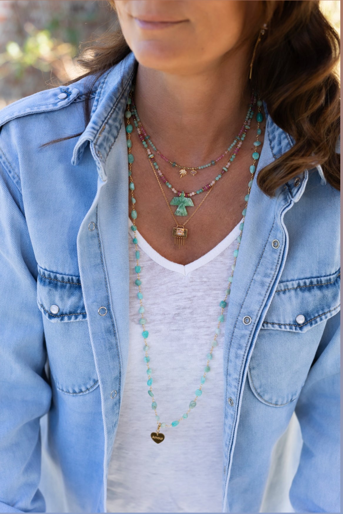 Sautoir Amour en pierres d'Amazonite
