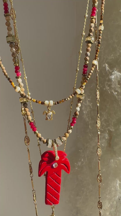 Collier Palmier rouge
