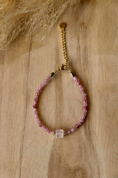 Bracelet Rosa pierres de Tourmaline et quartz rose