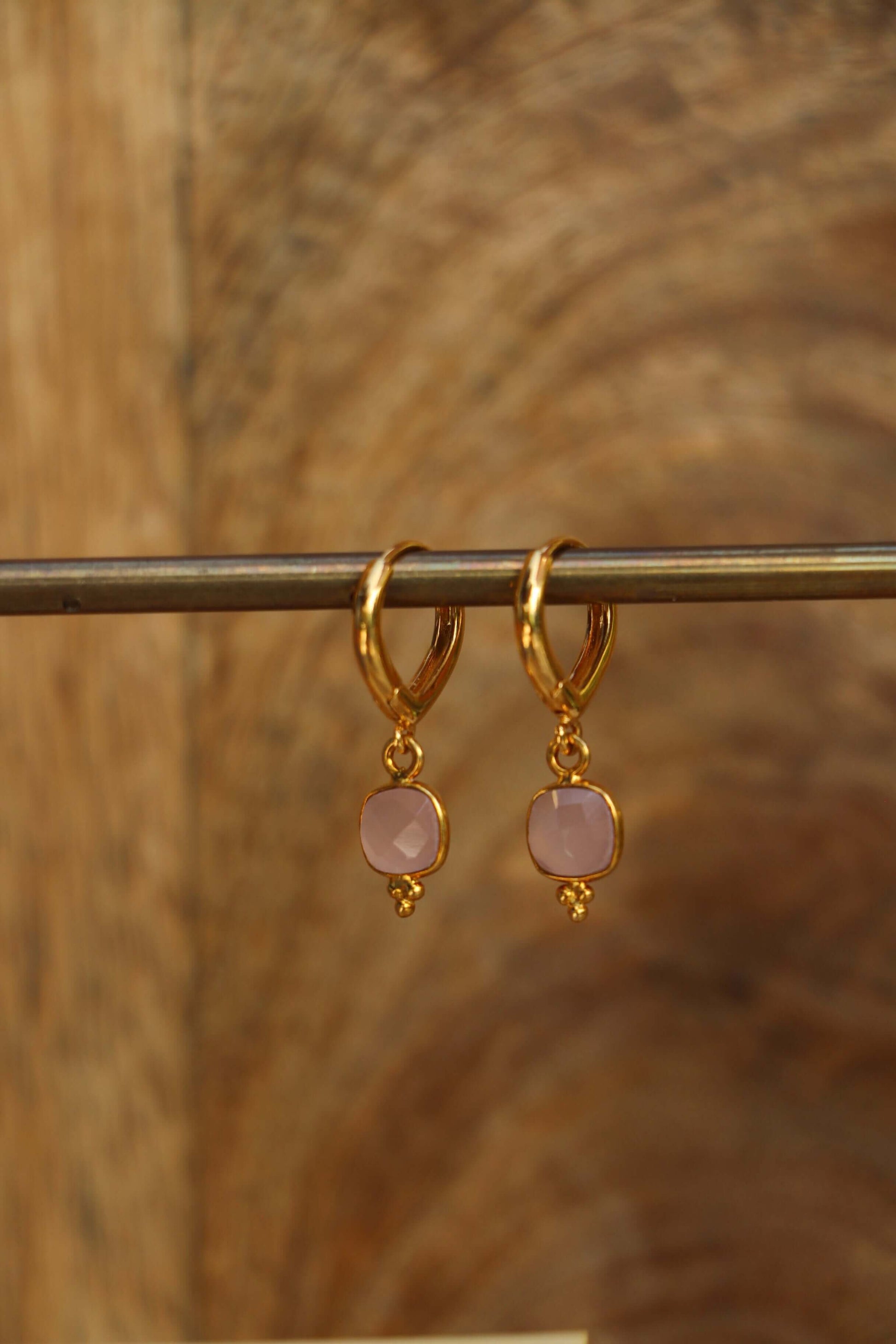 Boucles d'oreilles Ninon pierre de quartz rose