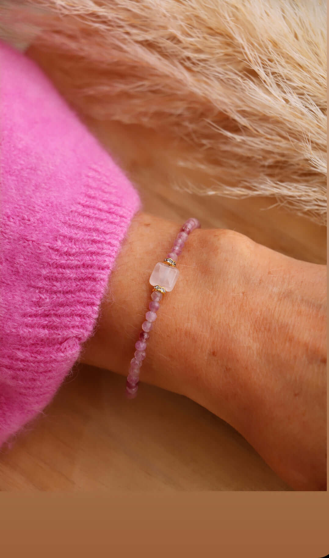Bracelet Rosa pierres de Tourmaline et quartz rose